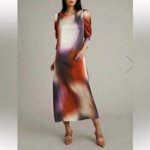 Munthe Akeville Pleated Sheath Midi Dress – Orange, Size 36/S, NWOT, Flawed